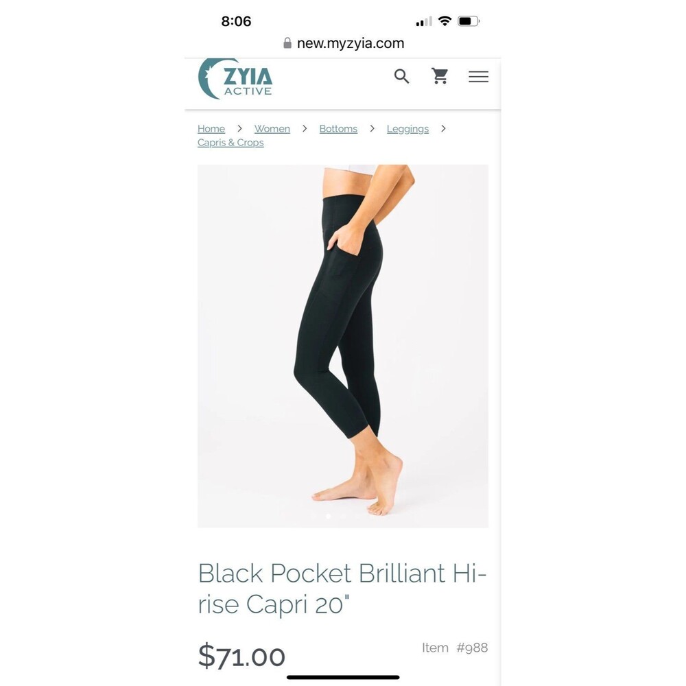 Zyia Capri Leggings, 6-8 - Picture 6 of 10